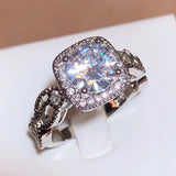 Square Zirconia Ring Hollow Out 925 Stamp Ring