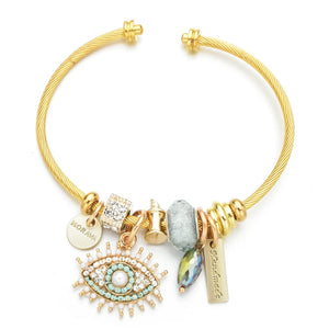 Stainless Steel Evil Eye Unicorn Charm Bracelet for Women Girls