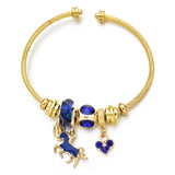 Stainless Steel Evil Eye Unicorn Charm Bracelet for Women Girls