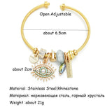 Stainless Steel Evil Eye Unicorn Charm Bracelet for Women Girls