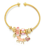 Stainless Steel Evil Eye Unicorn Charm Bracelet for Women Girls