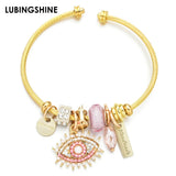 Stainless Steel Evil Eye Unicorn Charm Bracelet for Women Girls