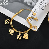 Stainless Steel Lucky Bracelet Anime Charm Set