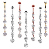 Stainless Steel Crystal Cubic Zirconia Navel Button Piercing