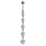 Stainless Steel Crystal Cubic Zirconia Navel Button Piercing