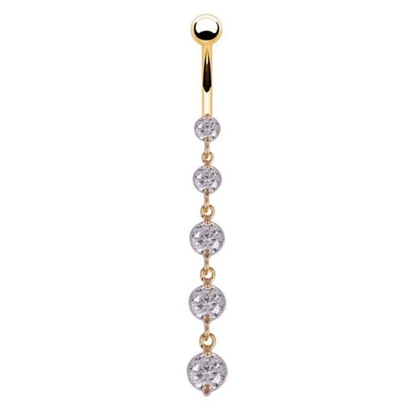 Stainless Steel Crystal Cubic Zirconia Navel Button Piercing