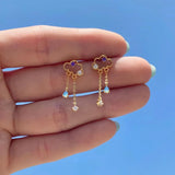 Stainless Steel CZ Hoop Earring Small Chain Pendant Piercing Jewelry