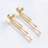 Stainless Steel CZ Hoop Earring Small Chain Pendant Piercing Jewelry