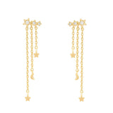 Stainless Steel CZ Hoop Earring Small Chain Pendant Piercing Jewelry