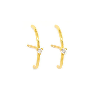 Stainless Steel CZ Chain Ear Studs Earrings Triangle Pendant Cartilage Piercing