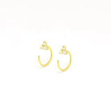 Stainless Steel CZ Chain Ear Studs Earrings Triangle Pendant Cartilage Piercing