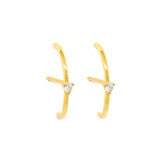 Stainless Steel CZ Chain Ear Studs Earrings Triangle Pendant Cartilage Piercing