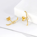 Stainless Steel CZ Chain Ear Studs Earrings Triangle Pendant Cartilage Piercing
