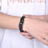 Men's Stainless Steel Leather Bracelet with Magnetic Buckle