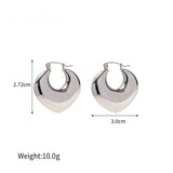 Heart Shaped Chunky Hoop Earrings Silver