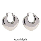 Heart Shaped Chunky Hoop Earrings Silver