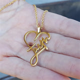 Stainless Steel Faith Necklace Dainty Heart Necklace Blessed Christian Jewelry