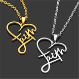 Stainless Steel Faith Necklace Dainty Heart Necklace Blessed Christian Jewelry