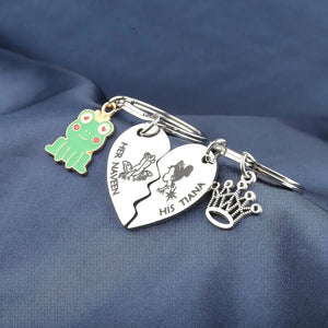 Frog and Princess Keychain Couple Lover Heart Matching Keyring