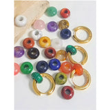 Stainless Steel Green Malachite Hoop Earrings for Women