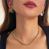 Stainless Steel Green Malachite Hoop Earrings for Women