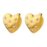 Gold-Plated Heart Earrings with Zircon