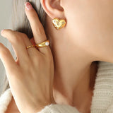 Gold-Plated Heart Earrings with Zircon