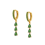 Stainless Steel CZ Chain Hoop Earrings