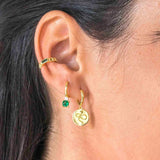 Stainless Steel CZ Chain Hoop Earrings