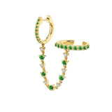 Stainless Steel CZ Chain Hoop Earrings