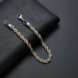 Stainless Steel Half Silver Twist Chain Bracelet for Men Women