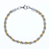 Stainless Steel Half Silver Twist Chain Bracelet for Men Women