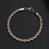 Stainless Steel Half Silver Twist Chain Bracelet for Men Women