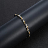 Stainless Steel Half Silver Twist Chain Bracelet for Men Women
