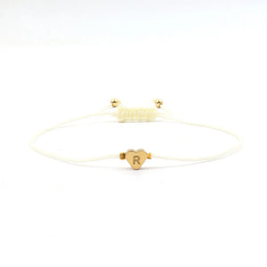 Stainless Steel Heart A-Z Letter Bracelet Women Hand Woven Adjustable