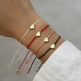Stainless Steel Heart A-Z Letter Bracelet Women Hand Woven Adjustable