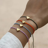 Stainless Steel Heart A-Z Letter Bracelet Women Hand Woven Adjustable