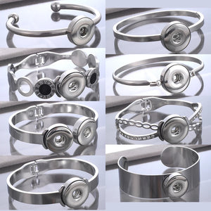 Stainless Steel Snap Jewelry Bracelet for Women 18mm Snap Charm Bracelet