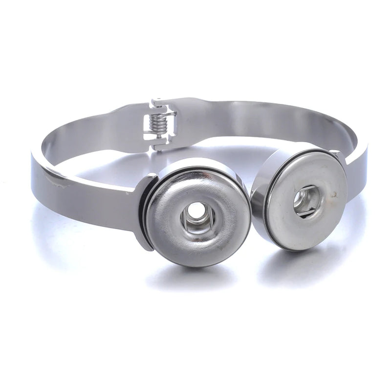 Stainless Steel Snap Jewelry Bracelet for Women 18mm Snap Charm Bracelet