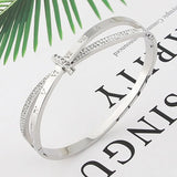 Stainless Steel Cross Crystal Bracelet Roman Numerals Bangle
