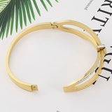 Stainless Steel Crystal Bracelet Cross Roman Numerals Bangle