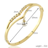 Stainless Steel Crystal Bracelet with Pearl Pendant
