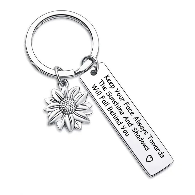 Inspirational Sunflower Keychain for Teacher