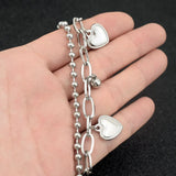 Stainless Steel Love Double Bracelet Men Women Hand-bead Chain Jewelry
