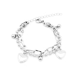 Stainless Steel Love Double Bracelet Men Women Hand-bead Chain Jewelry