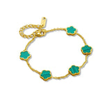 Green Flower Charm Bracelet 18K Acrylic Jewelry Xmas Gift