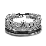 Handweaven Stainless Steel Men Bracelet Bangle Adjustable Rope Braclet