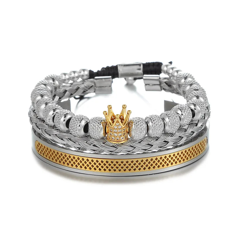 Handweaven Stainless Steel Men Bracelet Bangle Adjustable Rope Braclet