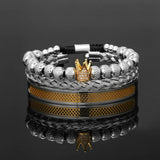Handweaven Stainless Steel Men Bracelet Bangle Adjustable Rope Braclet