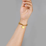 Stainless Steel Chain Link Bracelet Coin Charm Unisex